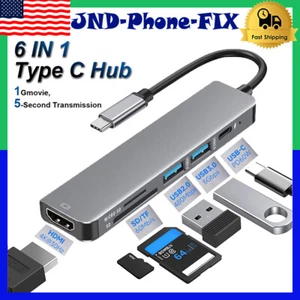 6 in 1 Multiport USB-C Hub Type C To USB 4K HDMI Adapter For Macbook Pro/Air - Picture 1 of 14