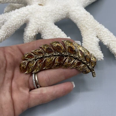 ¡GRANDE! ¡HERMOSO!  Broche Hoja MONET Esmalte, Acrílico Facetado y Estrás #84 Foto 1 de 4