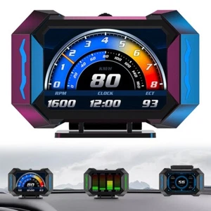P25 Car OBD GPS HUD Head Up Display Slope Speedometer LCD Instrument Overspeed - Foto 1 di 8