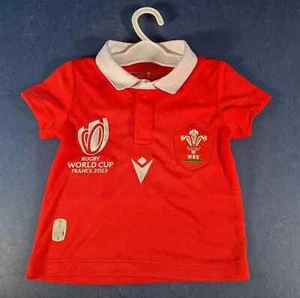 WALES Rugby Macron Home Shirt Jersey 2023 Rugby World Cup - Size BABY 3-6 Months - Picture 1 of 2