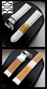 12 bis 26mm Uhrenarmband CAVADINI weiß Echt Leder Krokoprägung Stahlschliesse - Picture 1 of 1
