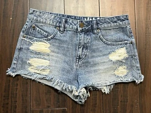 Volcom Jeans Shorts Juniors Size 3 High & Waisted Cutoff Shorts Distressed Booty - Picture 1 of 9