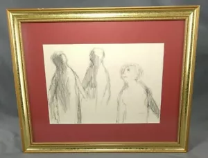 Seltene Robert Marx 1962 Figuren Bleistift Papier Zeichnung gerahmt mattiert gelistet Künstler - Bild 1 von 11