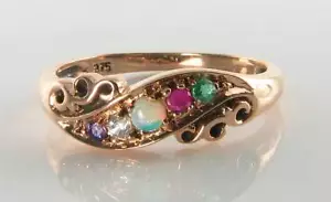CUSTOM 9k ROSE GOLD AMETHYST DIAMOND OPAL RUBY EMERALD ADORE ART DECO INS RING - Picture 1 of 5