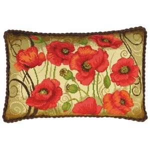 Riolis 1433 Kissen Blumen Mohn Stickerei Kreuzstich Gezählter - Bild 1 von 1