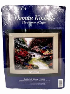 VTG 1996 Thomas Kinkade Cross Stitch Pattern Kit Beside Still Waters #50896 - Picture 1 of 3