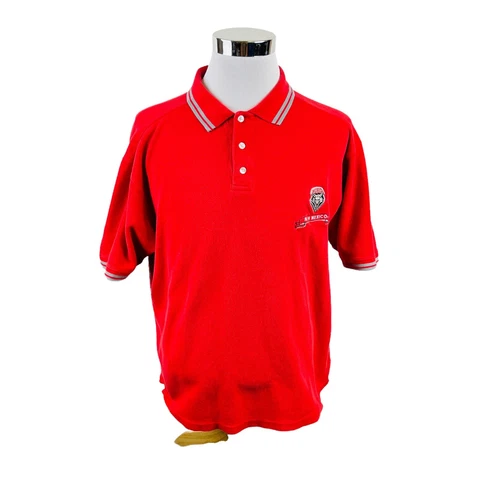 Vintage Starter 90s New Mexico Lobos NCAA Red Polo Shirt Men's Large L Cover