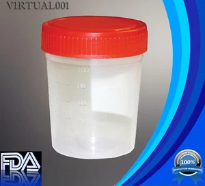 (5) Specimen Cups Urine Collection 120 mL - 4oz W/ LID +ID Area - Picture 1 of 2