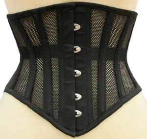 Heavy Duty Steel Boned Under Bust Cincher Hourglass Waist Training Mesh Corset - Picture 1 of 5