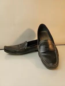 Talbots Nancy 5 Black Pebble Leather Loafers Shoes size 8M - Picture 1 of 6