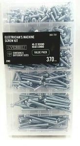 Everbilt #8-32 Electrician's Machine Screw Kit 800994 6Different Sz.ZINC 370 Pcs - Picture 1 of 12