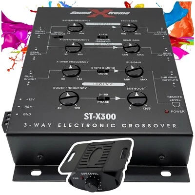 SX X300 3 Way Electronic Car Stereo Crossover Dash Mount Bass Knob Remote Xover - Image 1 of 4