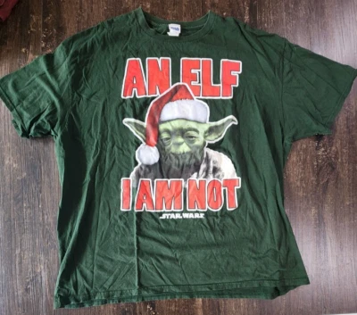 Star Wars Yoda XXL Hombres Un Elfo No Soy Navidad Cuello Redondo Verde Navidad Camiseta Foto 1 de 3