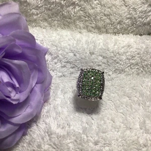 TJC Silver Plated Peridot Cocktail Ring New Size N 7466* - Picture 1 of 3