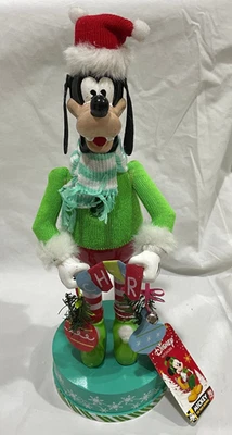 Disney Goofy Nutcracker w Tag Santa Hat, Bells, & Ornaments Cheer Wooden READ - Image 1 of 4