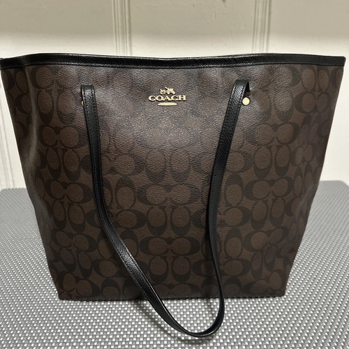 Borsa Coach Canvas detta marrone nero F34104 ottime condizioni