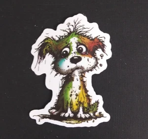 Adorable pegatina colorida brillante cachorro perro 2,5" x 1,78" (AG) - Imagen 1 de 2