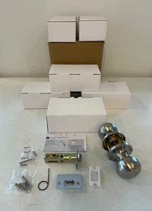 6 HOSOM Passage Hallway Closet Door Knob Satin Nickel Knobs Keyless Doorknobs - Picture 1 of 10