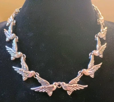 Taxco Master Melesio Rodriguez Bird Necklace 19½" 91.2g 950 Sterling Silver NEW - Image 1 of 4
