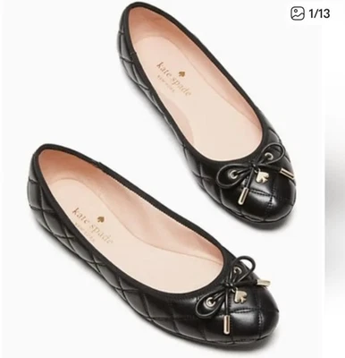 Kate Spade Pauline Quilted Black Ballet bow Flats, size 8.5 B - Image 1 of 4