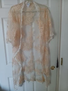 LulaRoe Lace Duster Jacet Floral Cream Sheer - Picture 1 of 6