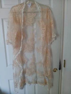 LulaRoe Lace Duster Jacet Floral Cream Sheer - Image 1 of 4