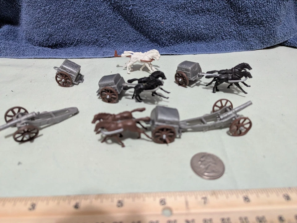 Miniatura de plástico gigante vintage guerra civil, cañones y caballos Foto 1 de 1