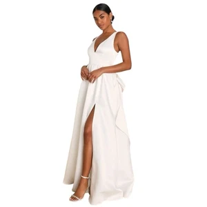 Maxi Vestido Lulus Blissfully Beloved XL Marfil Sin Espalda Boda Novia Elegante Nuevo con Etiquetas - Imagen 1 de 15