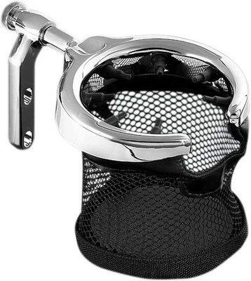 KURYAKYN 1462 CHROME UNIVERSAL DRINK HOLDER WITH BASKET GOLDWING HARLEY OTHERSS - Image 1 of 3