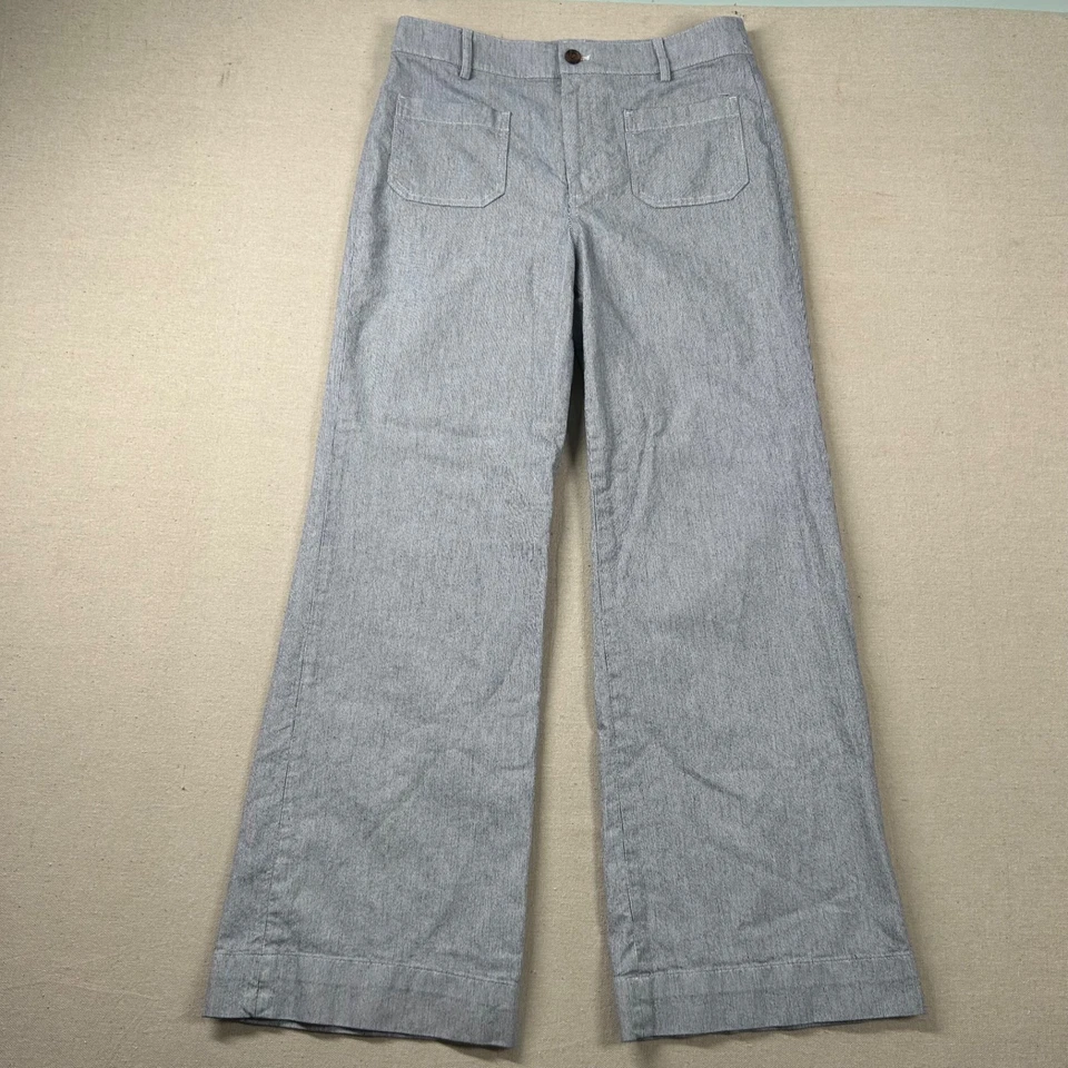 Pantalones J Crew Mujer 29 Pierna Ancha Marinero Tiro Alto Náutico Pin Rayas Chino Retro Foto 1 de 4