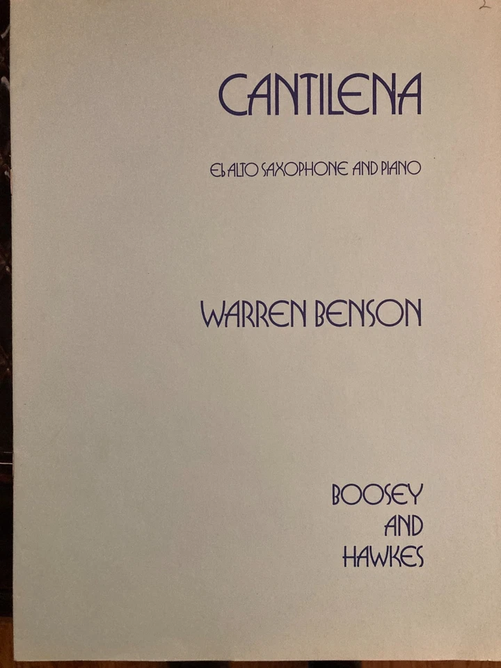 Cantilena for Eb Alto Saxophone and Piano, by Warren Benson - Image 1 of 1
