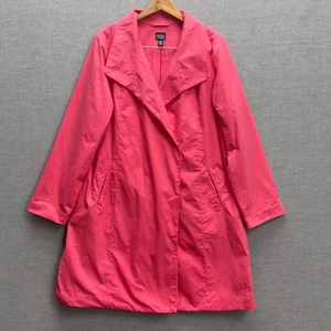 Eileen Fisher gewebter rosa italienischer Stoff Trenchcoat Jacke gefüttert Gr. L - Bild 1 von 8