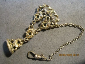 Victorian Pocket Watch Chain GF Fob - Picture 1 of 2