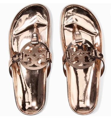 NIB TORY BURCH MILLER CLOUD METALLIC ROSE GOLD SANDAL THONG FLIP FLOP/Sz 6.5 - Image 1 of 4