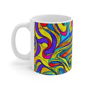 11oz Psychedelic Swirled Stained Glass Design Purple Ceramic Coffee Tea Mug - Bild 1 von 5