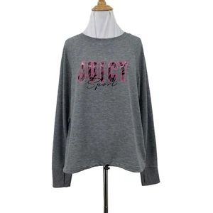 Juicy Couture Lightweight Sweatshirt Womens M Medium Leopard Logo Thumb Holes - Picture 1 of 12