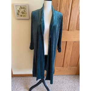Ember Velvet Cardigan Green Women's Size L Long Sleeve Open Front Sweater - Picture 1 of 7