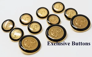 Gold Metal Blazer Buttons Set - Anchor - Picture 1 of 1