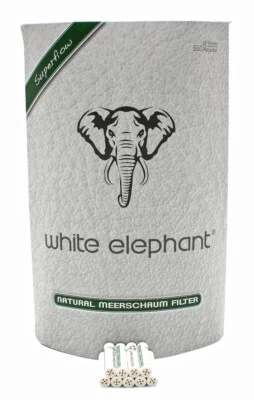 Pfeifenfilter Natural Meerschaum WHITE ELEPHANT 9mm 250 Filter Jumbo Box Pfeifen - Bild 1 von 2