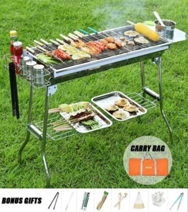 Luxury Package Charcoal BBQ Grill Camping Cooking Outdoor Portable Stainless Ste - Picture 1 of 12