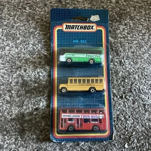 Matchbox Cars MB-862 Bus triple pack 1980s Sealed Coach School London Tour Bus - Picture 1 of 8