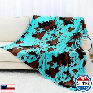 Fleece Turquoise Blue Blanket Twin Size Soft Fuzzy Teal Throw Blankets Light - Picture 1 of 5