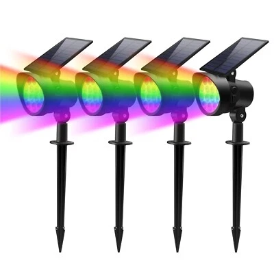 ALUSSO RGB Solar Spotlight Outdoor Color Changing Spot Lights Waterproof Garden - Image 1 of 4