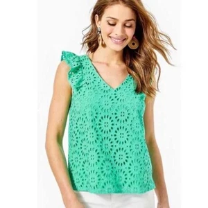 Lilly Pulitzer Pulitzer Svolazzante Sleeve Top, Verde Menta, XXS Usato in ottime condizioni - Foto 1 di 4