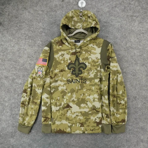 NFL New Orleans Saints Sweatshirt NFL Onfield Nike Mens Small Hoodie Green Camo Cover