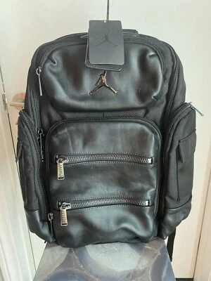 NWT Nike Jordan 15" Black Leather Trim Backpack Computer Bag - Image 1 of 4