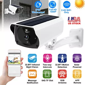 HD 1080P Wireless Solar Power WiFi Outdoor Home Security IP Camera Night Vision - Picture 1 of 11