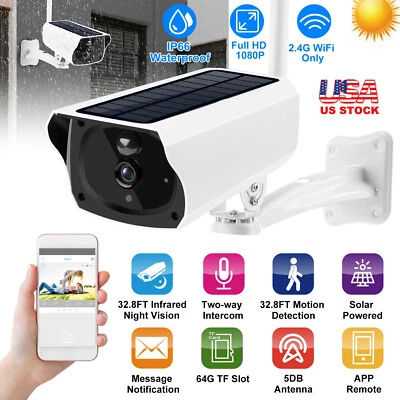 HD 1080P Wireless Solar Power WiFi Outdoor Home Security IP Camera Night Vision - Image 1 of 4