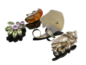 DESIGNER 925 Silver Vintage Amber & MultiStone Lot Single Earrings EG11384 - Picture 1 of 6