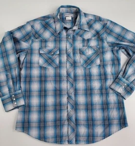 Camisa Wrangler Wrancher Western Pearl Snap para Hombre Grande a Cuadros Azul Rodeo - Imagen 1 de 11